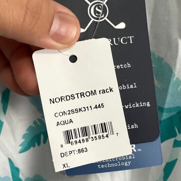 Construct Golf Shirt Aqua Green Palms & Tiger Sz XL - Picture 2 of 9